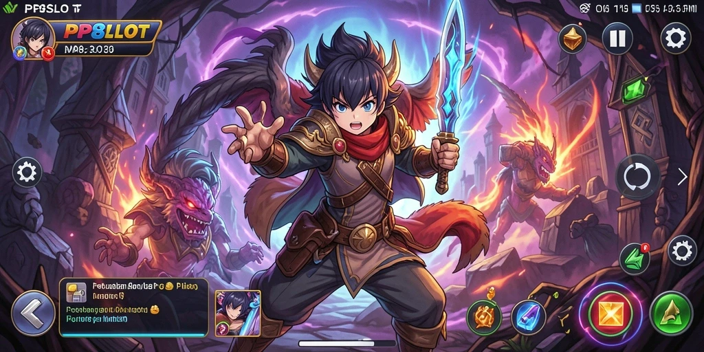 Tampilan gameplay menarik dengan karakter anime yang dinamis.